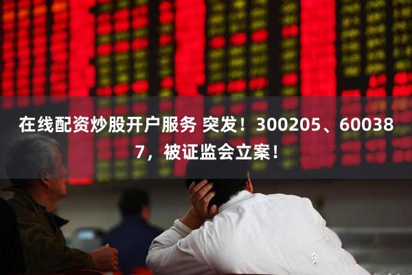 在线配资炒股开户服务 突发！300205、600387，被证监会立案！