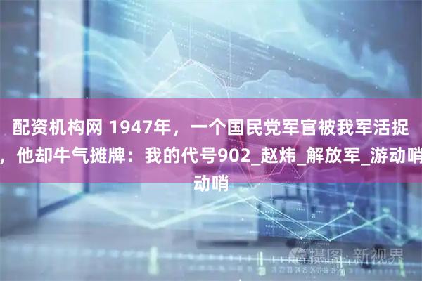 配资机构网 1947年，一个国民党军官被我军活捉，他却牛气摊牌：我的代号902_赵炜_解放军_游动哨